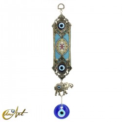 Turkish evil eye with elephant and carpet - Sky blue