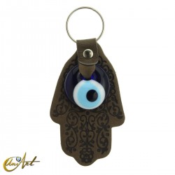 Turkish Evil Eye with Fatima Hand - Keychain - Olive