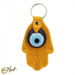 Turkish Evil Eye with Fatima Hand - Keychain - Yellow