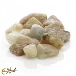 Aquamarine matrix tumbled stones in packet of 200 grs