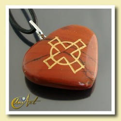 Colgante Cruz Celta en Piedra Natural (corazón) - Jaspe Rojo