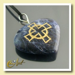 Colgante Cruz Celta en Piedra Natural (corazón) - Sodalita