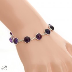 Silver bracelet with round gemstones - Amethyst