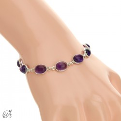 Silver bracelet with oval stones - Amethyst