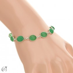 Pulsera de plata con piedras ovaladas - Zafiro verde