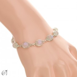 Silver bracelet with oval stones - Moonstone