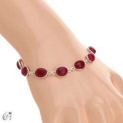 Pulsera de plata con piedras ovaladas - Rubí