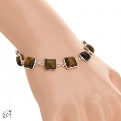 Square stone bracelet in silver - Tiger Eye
