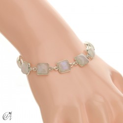 Pulsera con piedras cuadradas en plata - Piedra Luna