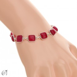 Square stone bracelet in silver - Ruby