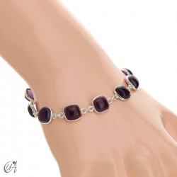 Pulsera de plata y piedras talla cojín - Amatista