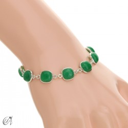 Pulsera de plata y piedras talla cojín - Zafiro verde