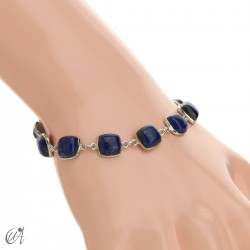 Pulsera de plata y piedras talla cojín - Lapislázuli