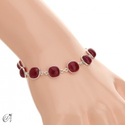 Pulsera de plata y piedras talla cojín - Rubí