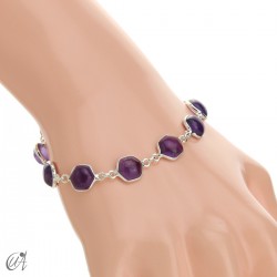 Hexagonal gemstone bracelet in sterling silver - Amethyst