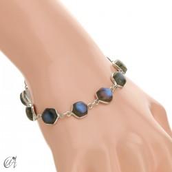 Hexagonal gemstone bracelet in sterling silver - Labradorite