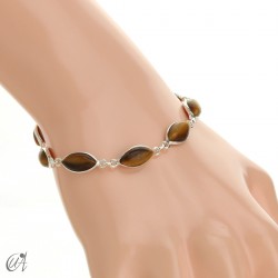 Silver bracelet and marquise gemstones - Tiger Eye