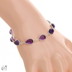 Silver bracelet and teardrop-cut stones - Amethyst
