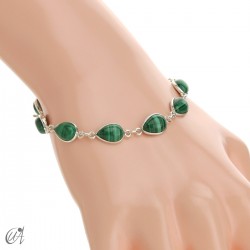 Silver bracelet and teardrop-cut stones - Malachite