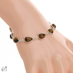 Silver bracelet and teardrop-cut stones - Tiger Eye