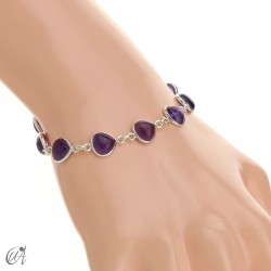 Pear gemstone bracelet in sterling silver - Amethyst