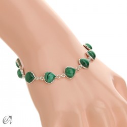 Pulsera con gemas pera en plata de ley - Malaquita