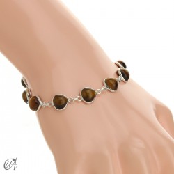 Pulsera con gemas pera en plata de ley - Ojo de Tigre