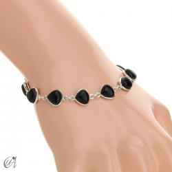 Pulsera con gemas pera en plata de ley - Ónix