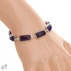 Silver bracelet with rectangular gems - Amethyst