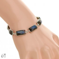 Silver bracelet with rectangular gems - Labradorite