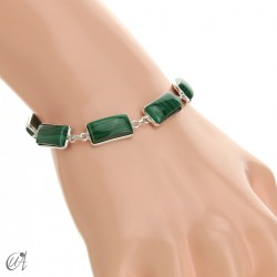 Silver bracelet with rectangular gems - Malachite