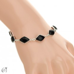 Rhombus, silver and stones bracelet - Onyx