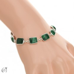 Silver bracelet with stones, rectangles - Malachite