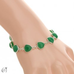 Silver bracelet and gems, threshing - Green sapphire