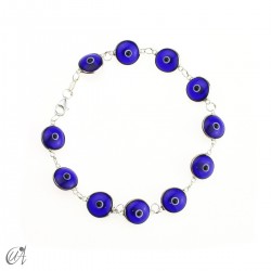 Sterling Silver Turkish Evil Eye Bracelet - Dark blue