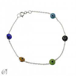 Silver chain bracelet with Turkish eyes