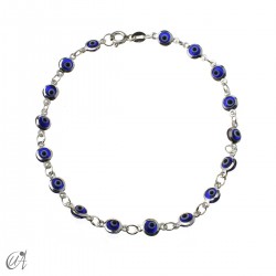 Turkish evil eye sterling silver bracelet - Dark blue