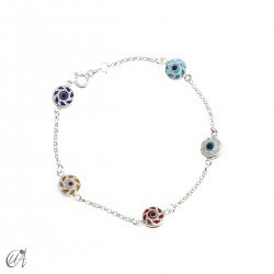 Pulsera amuleto contra el mal de ojo en plata de ley - Redondo