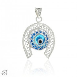 Herradura en plata con Ojo Turco - Azul.