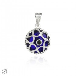 Turkish Evil Eye latticework 925 silver pendant - Dark blue