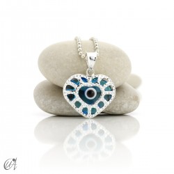 Colgante corazón de plata 925 con ojo turco