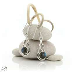 Elo model earrings, silver and gems - Labradorite
