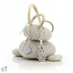 Elo model earrings, silver and gems - Moonstone