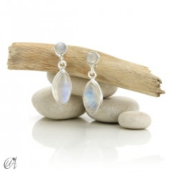 Earrings in 925 silver and stones, classic marquise model - Moonstone
