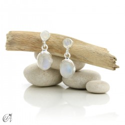 Classic oval model earrings in 925 silver and stones - Moonstone