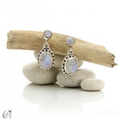 Kanda earrings, stones and sterling silver - Moonstone