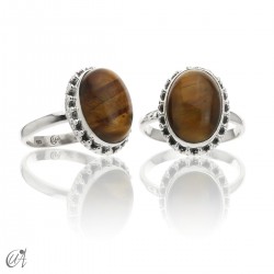 Ojo de tigre en plata 925, anillo Kanda - 13