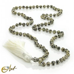 Japa Mala anudado de Jaspe, cuentas 6 mm - Jaspe Dálmata