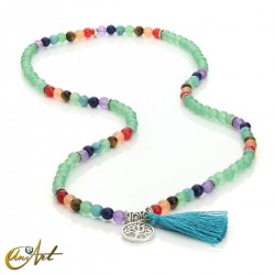 Japa Mala de los chakras (pulsera) con piedras naturales - Ágata Verde
