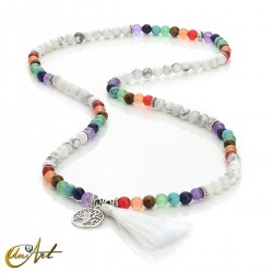 Chakras Tibetan Buddhist Mala Beads (bracelet) with natural stones - Howlite
